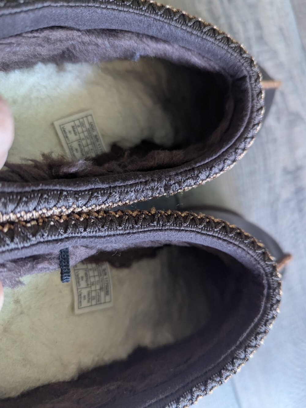 UGG Women's Tasman Leather Regen Slip On Slipper Wool Mule Chocolate Brown 8 - Picture 10 of 13
